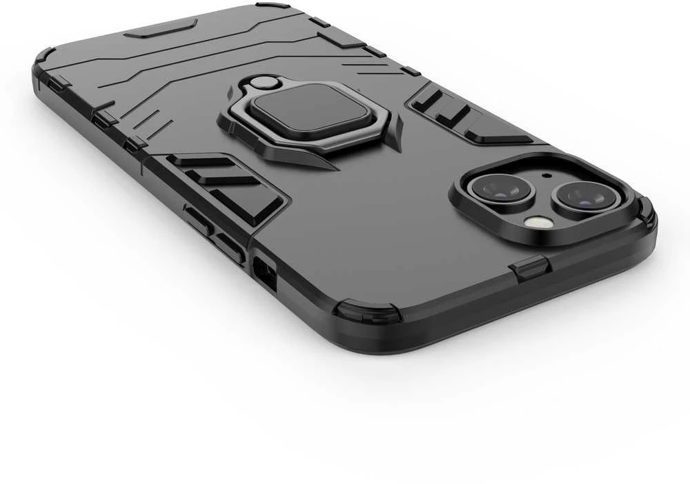 Hurtel Ring Armor case Apple iPhone 14 Plus armored cover magnetic holder ring dėklas telefonui juodos spalvos