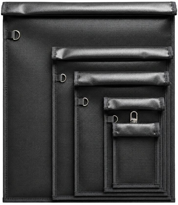 Hurtel Set of 5 Fireproof OTN-5 RFID Signal Blocking Bags - Juodas
