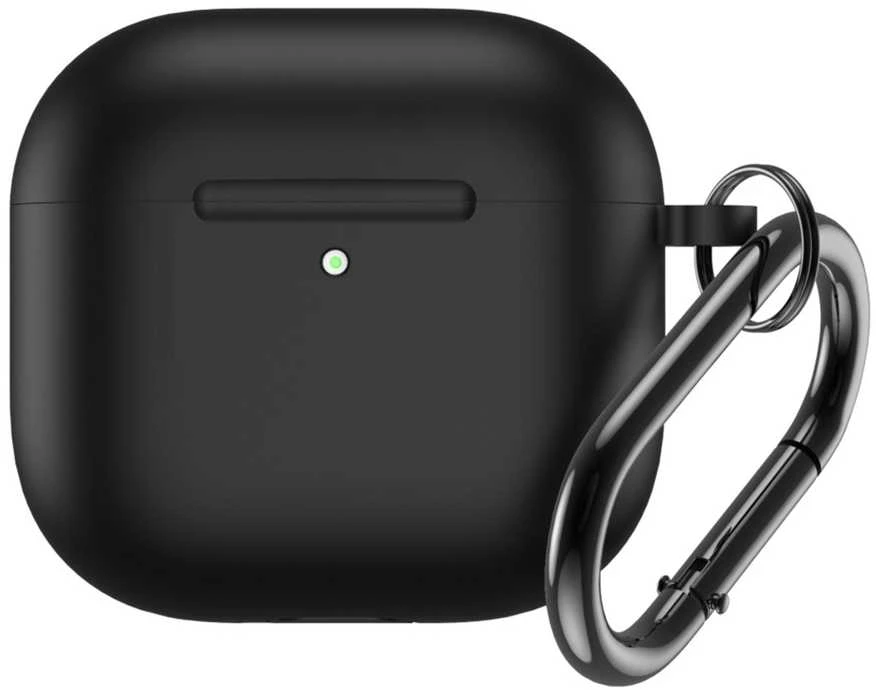 Hurtel Silikoninis dėklas skirtas Airpods 4 su karabinu - juodos spalvos