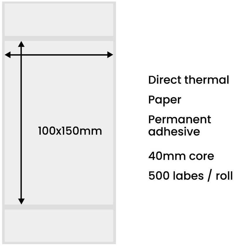 Hurtel Terminės etiketės 100x150mm (500 vnt.) - baltos