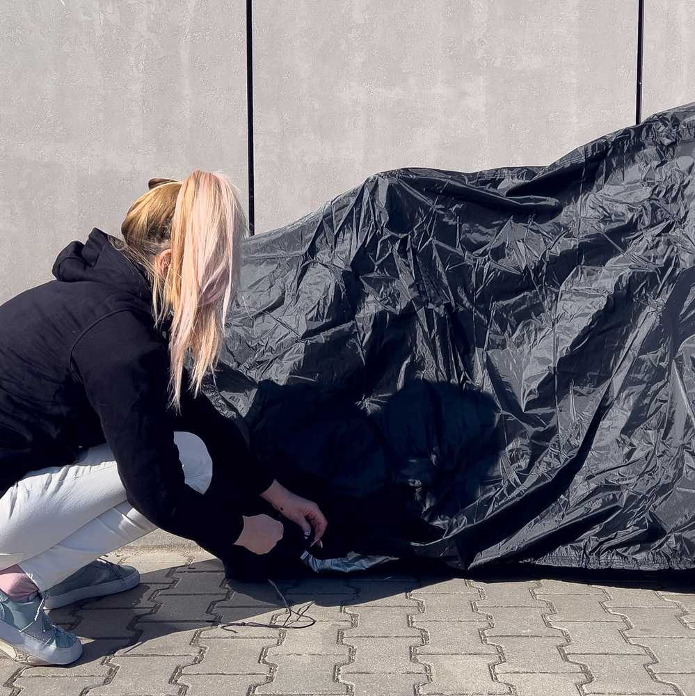 Hurtel Vandeniui atsparus grotelių dangtis, dviračio dangtis, paspirtuko brezentinis užvalkalas L juodas