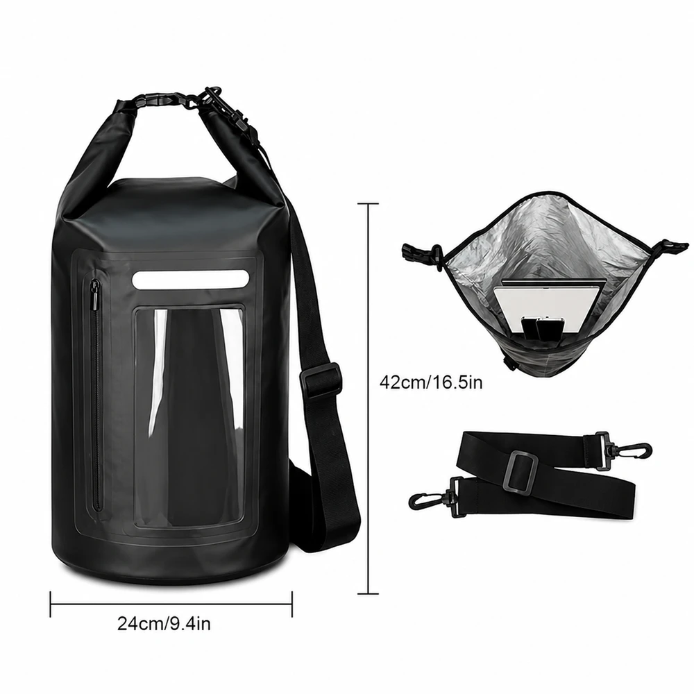 Hurtel WNA-15L waterproof bag for a 15 l sup kayak with an RFID blocking divider - juodas