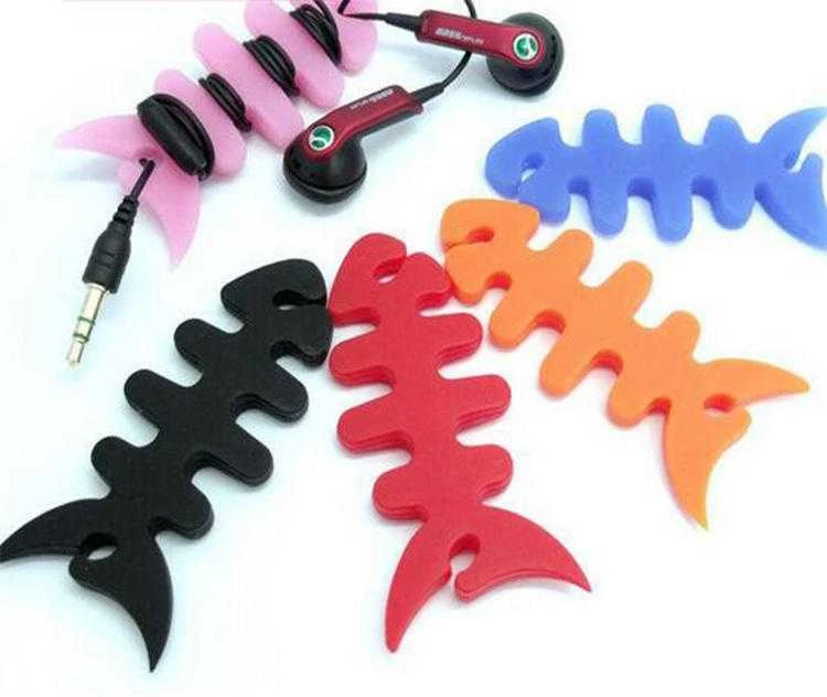 Hurtel Fish-shaped headphone cable wrap – juodos spalvos