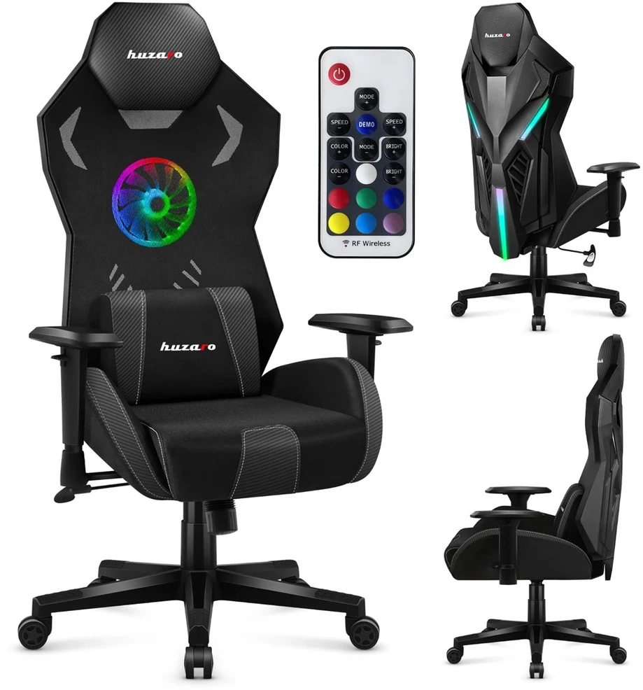 Huzaro Combat 7.6 RGB Juodas žaidimų kėdė su ventiliatoriumi