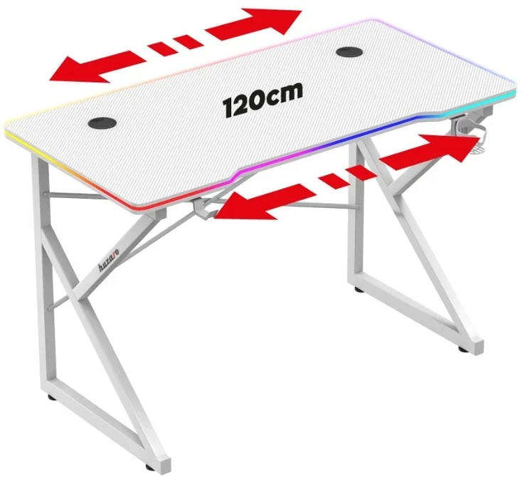 Žaidimų stalas „Huzaro Hero 1.7 RGB Baltas“, baltas
