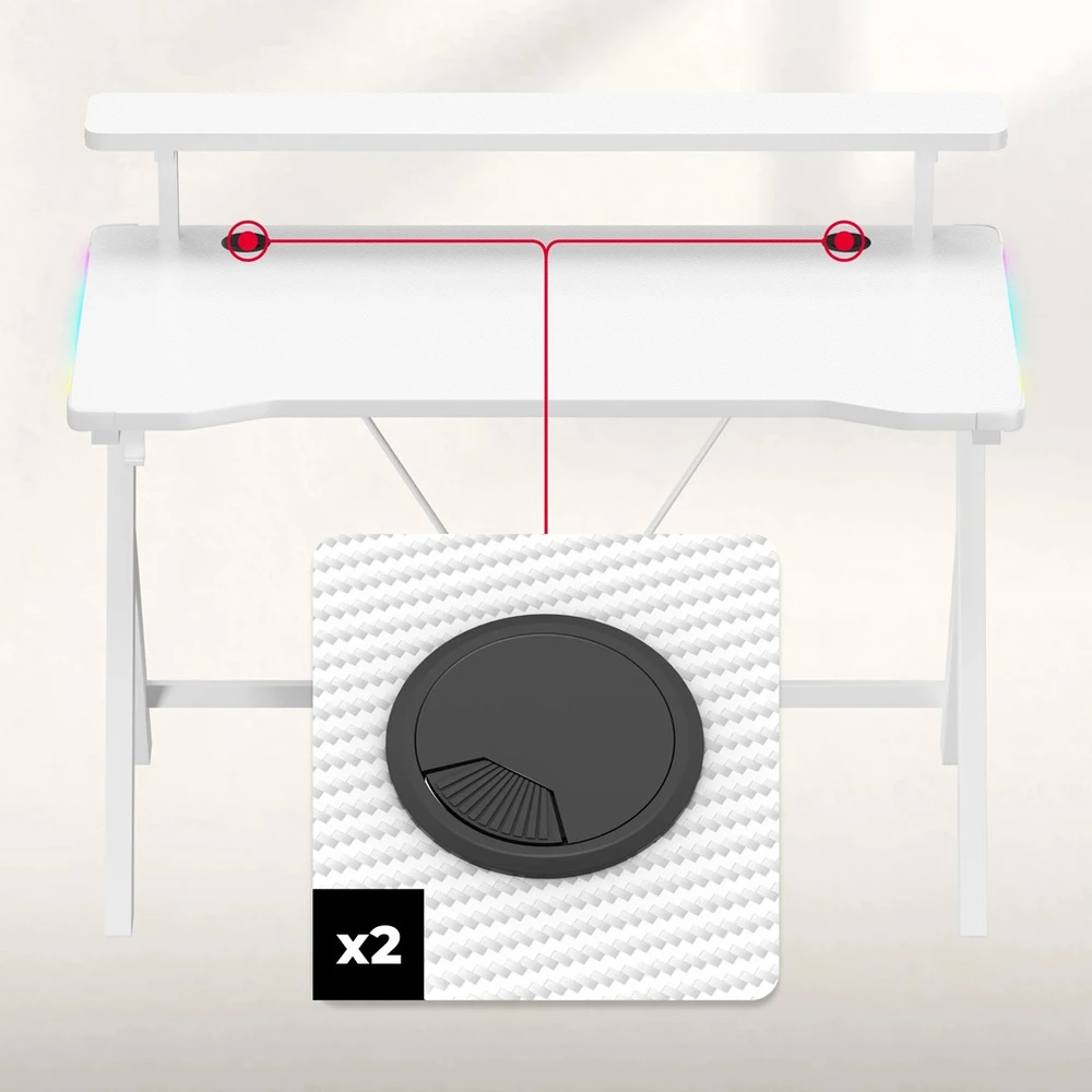 Huzaro Hero 1.9 RGB Baltas Gaming Desk