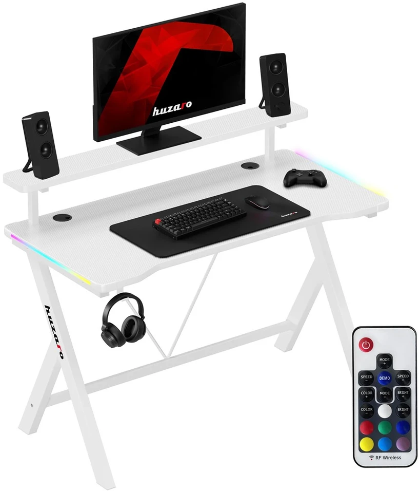 Huzaro Hero 1.9 RGB Baltas Gaming Desk