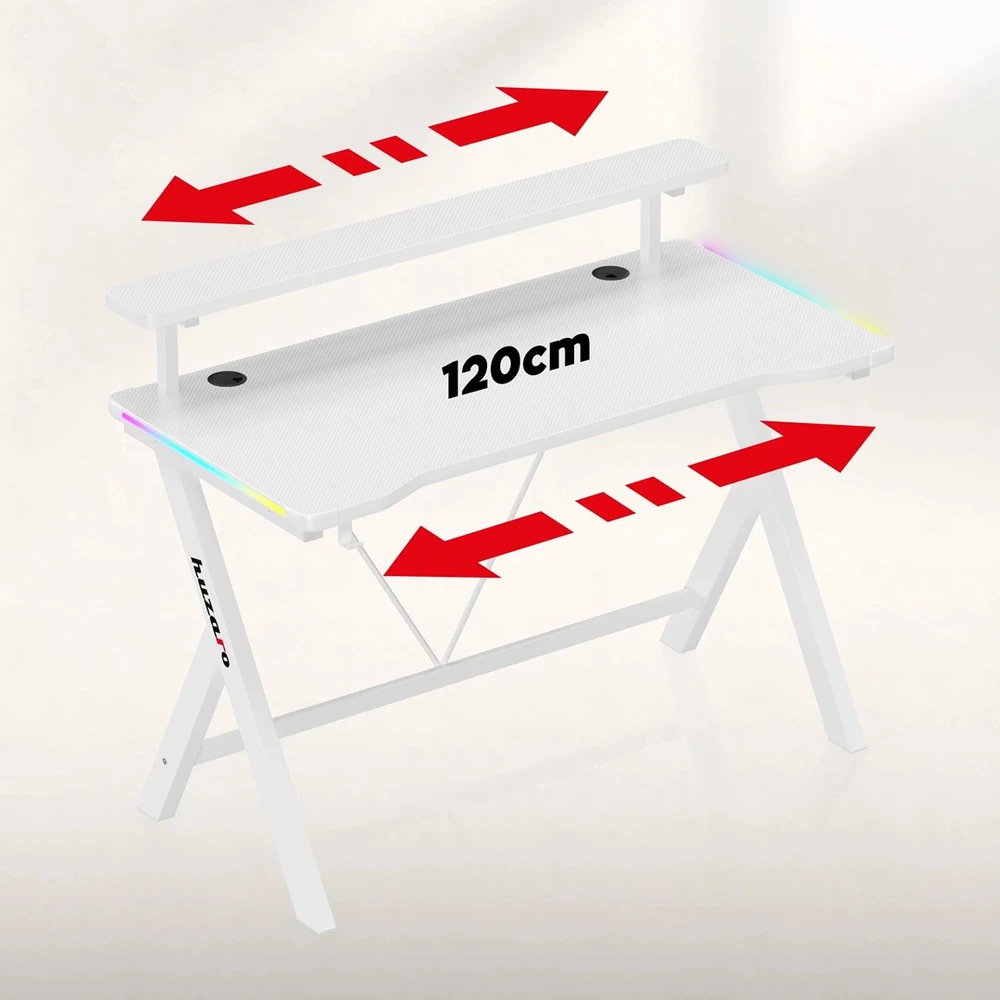 Huzaro Hero 1.9 RGB Baltas Gaming Desk
