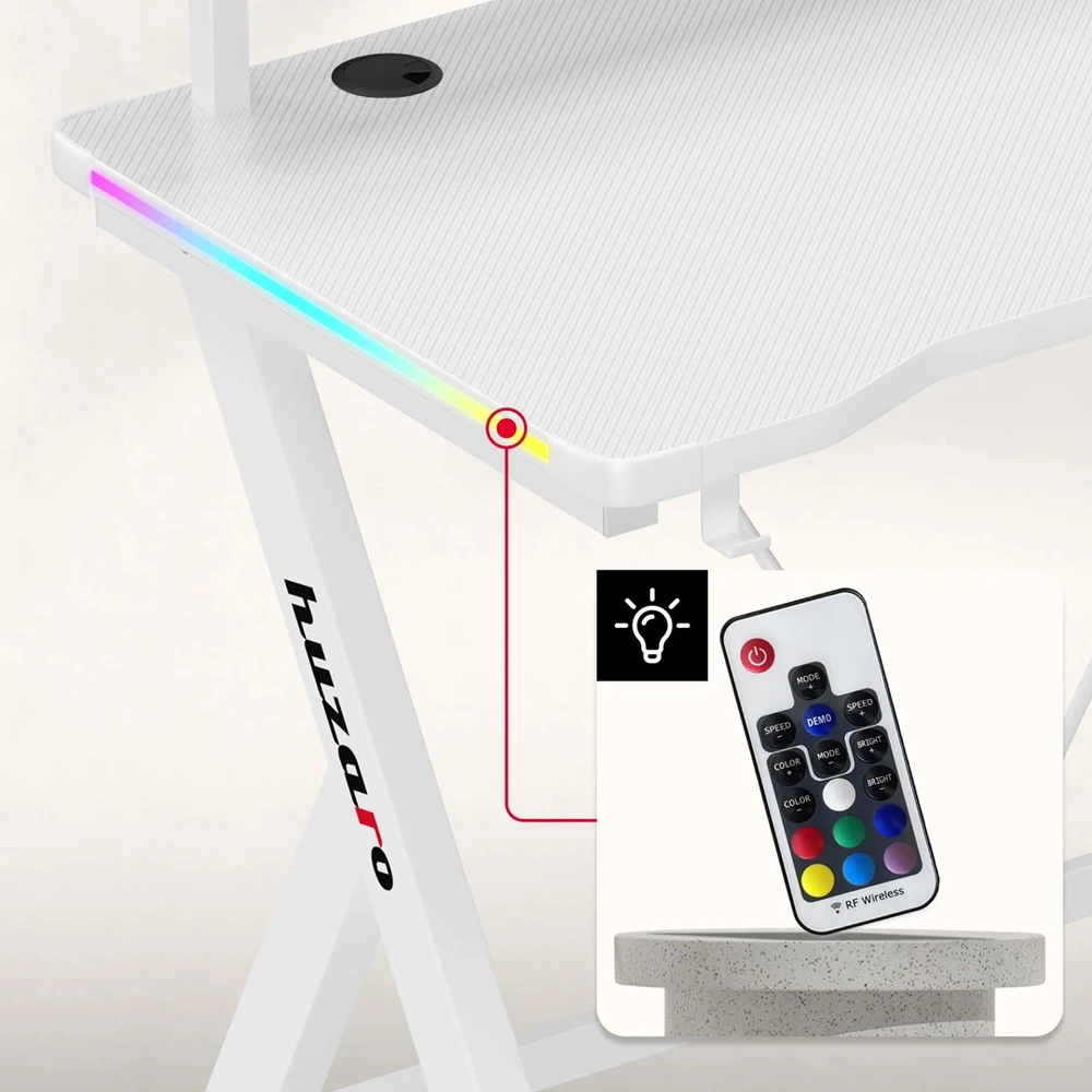 Huzaro Hero 1.9 RGB Baltas Gaming Desk