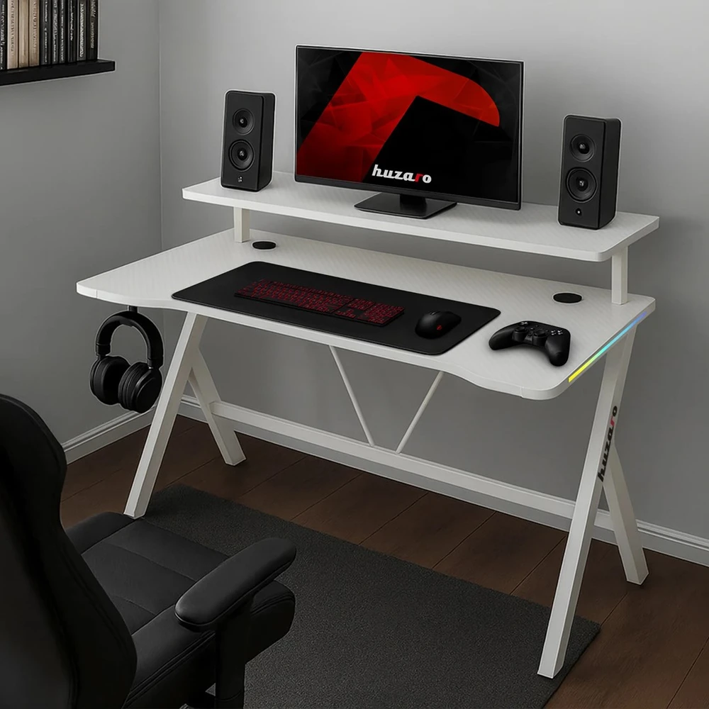 Huzaro Hero 1.9 RGB Baltas Gaming Desk