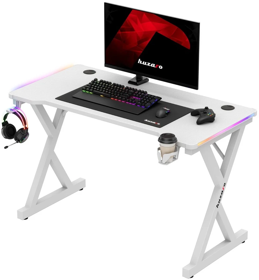 Huzaro Hero 2.3 RGB Gaming Desk baltas