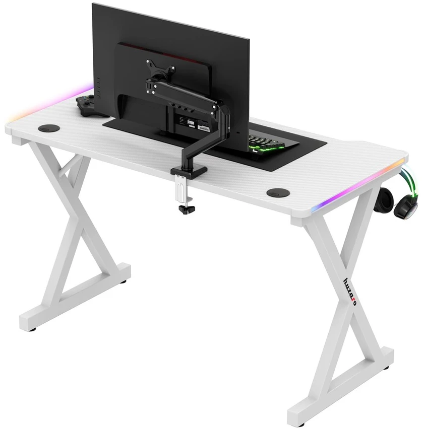 Huzaro Hero 2.3 RGB Gaming Desk baltas