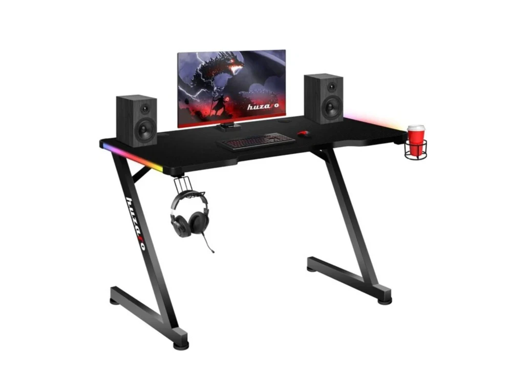Žaidimų stalas Huzaro Hero 2.5 RGB, Juodas