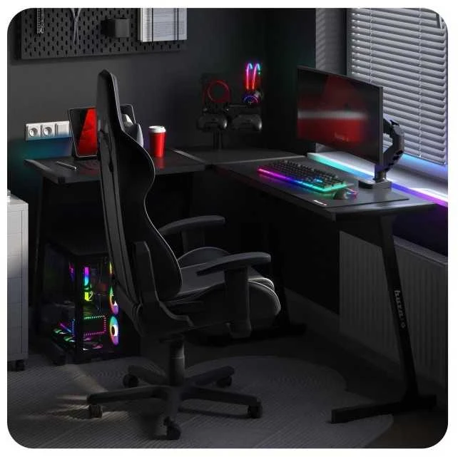 Kampinis žaidimų stalas Huzaro Hero 6.0 RGB, Juodas