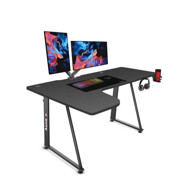 Kampinis žaidimų stalas Huzaro Hero 7.7 Gaming Desk, Juodas