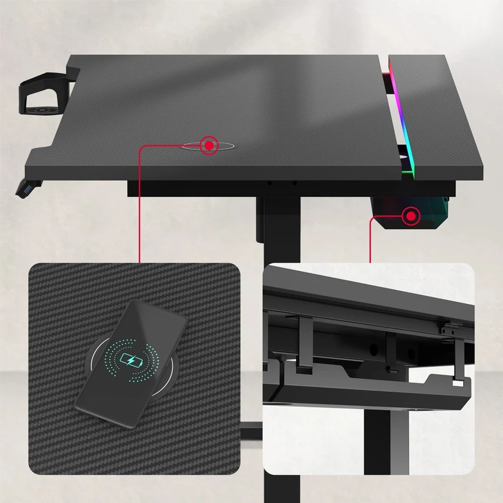 Huzaro Hero 8.7 RGB Electric Gaming Desk – Juodas