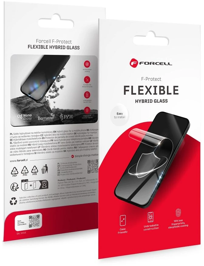 Hybrid glass to iPhone 17 PRO / 18 PRO Forcell Flexible 5D juodas