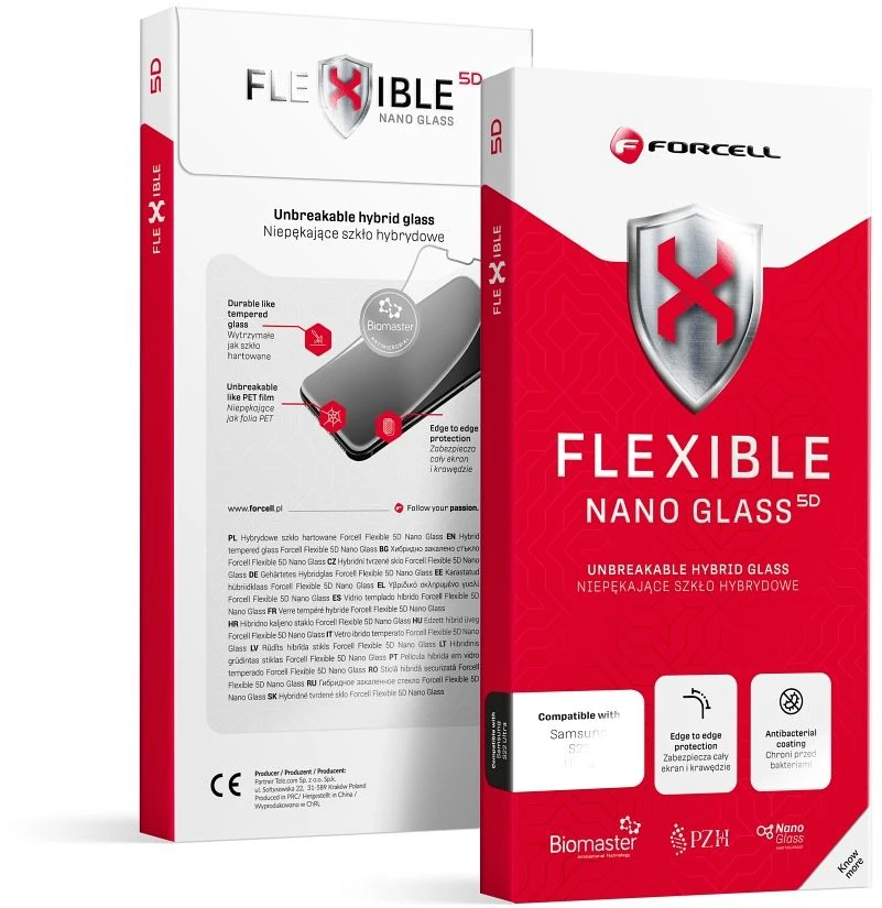 Hibridinis stiklas iPhone 17 PRO MAX / 18 PRO MAX Forcell Flexible 5D juodas