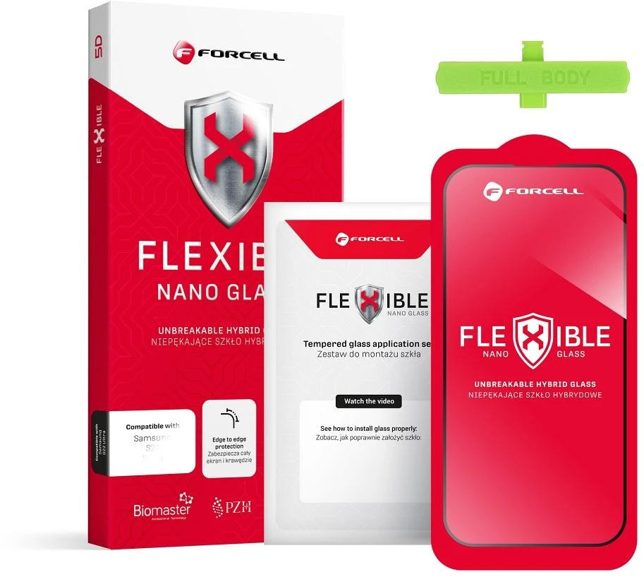 Hibridinis stiklas iPhone 17 PRO MAX / 18 PRO MAX Forcell Flexible 5D juodas