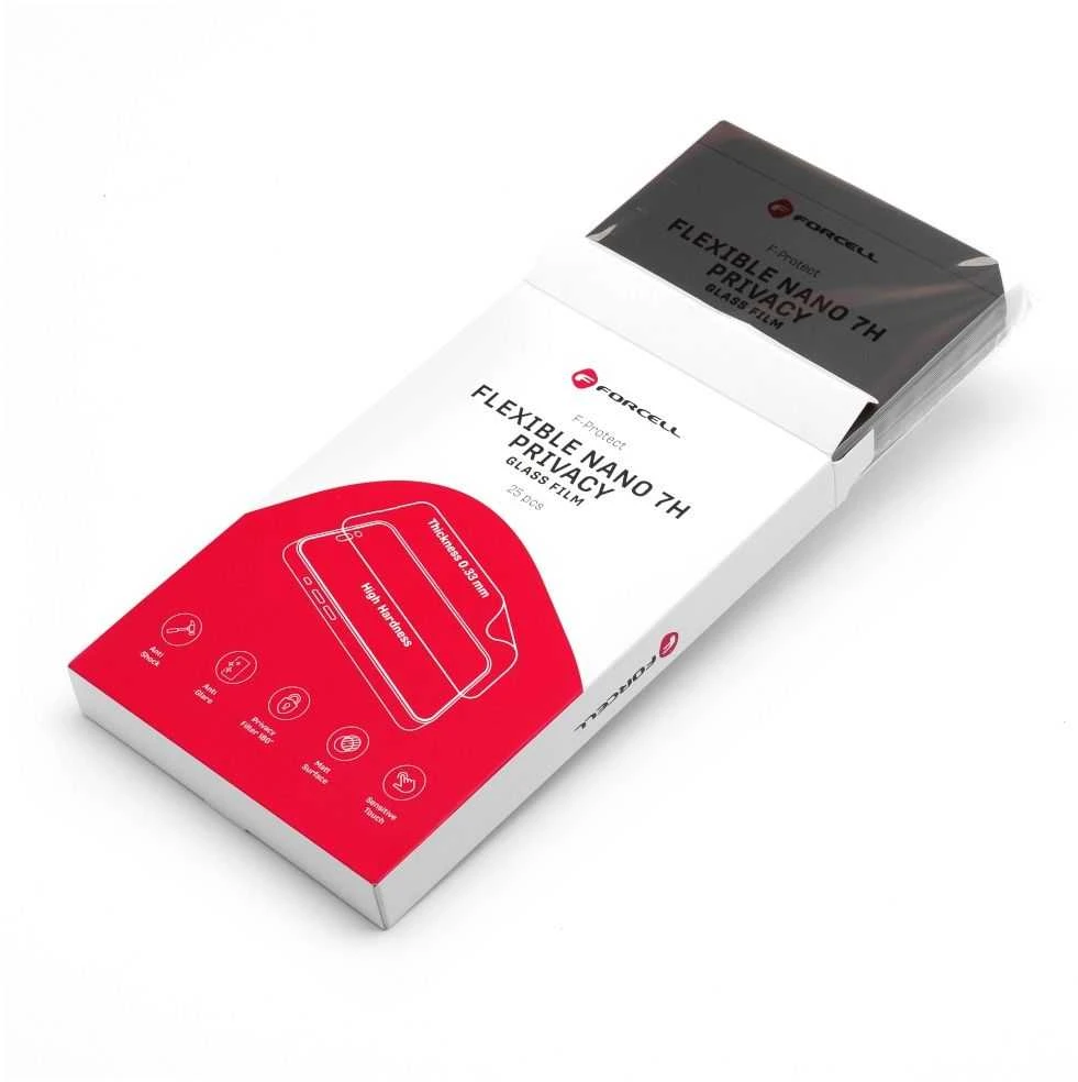 Hybrid nano glass filmas for cutting machine Forcell F-Protect Flexible NANO 7H PRIVACY 196 x 125 mm 25 pcs