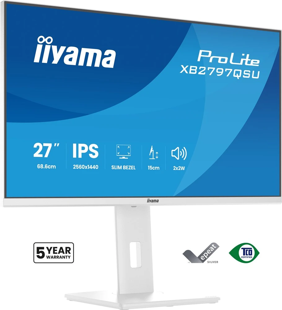 iiyama ProLite XB2797QSU-W1 computer monitorius 68.6 cm (27") 2560 x 1440 pikselių Quad HD LED Baltas
