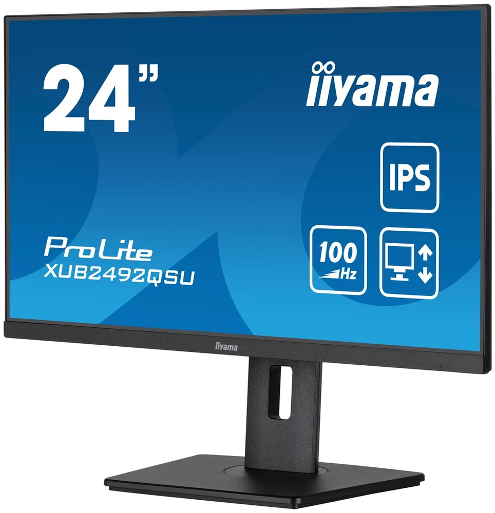 Monitorius IIYAMA XUB2492QSU-B1 24 colių ETE IPS skydelis 2560x1440 100Hz QHD 05ms MPRT FreeSync 15cm Aukštis Adj. Stovas 300cd/m2 HDMI DisplayPort