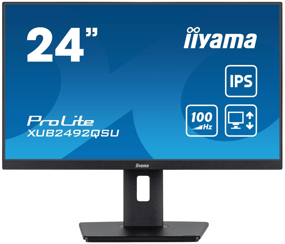 Monitorius IIYAMA XUB2492QSU-B1 24 colių ETE IPS skydelis 2560x1440 100Hz QHD 05ms MPRT FreeSync 15cm Aukštis Adj. Stovas 300cd/m2 HDMI DisplayPort