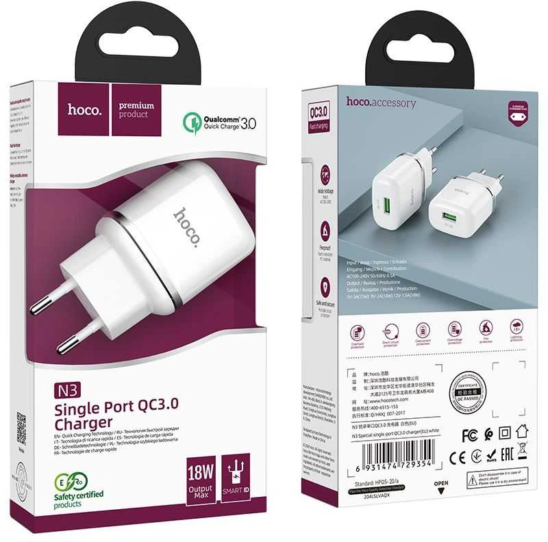 Įkroviklis HOCO 3A QC3.0 Fast Charge Special Single Port N3