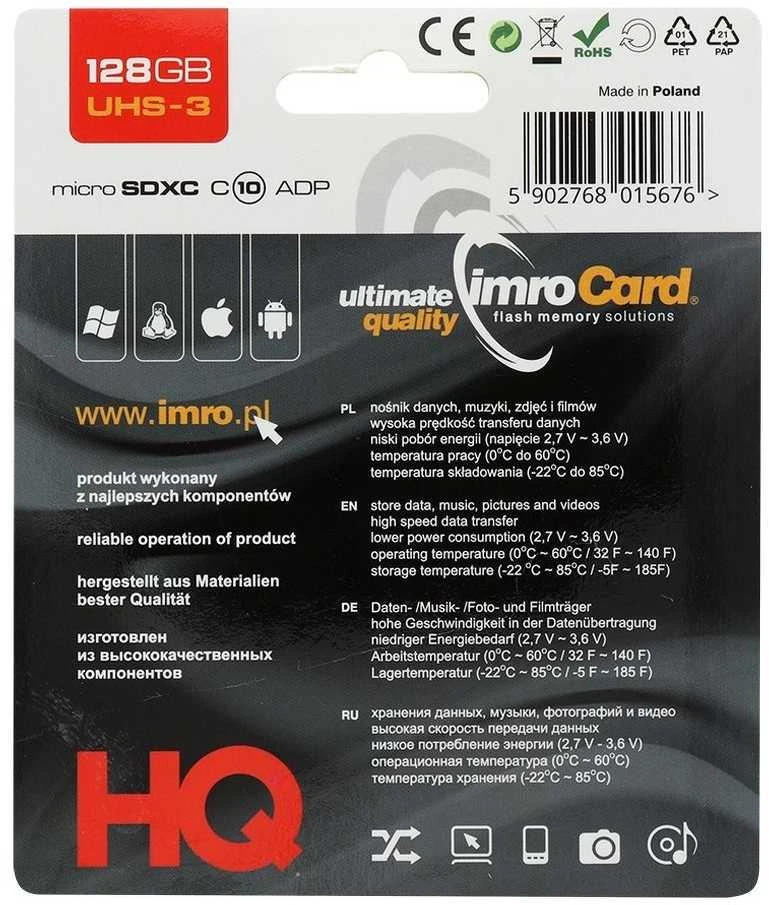 Atminties kortelė Micro SDXC 128GB Imro+ adp 10C UHS-3