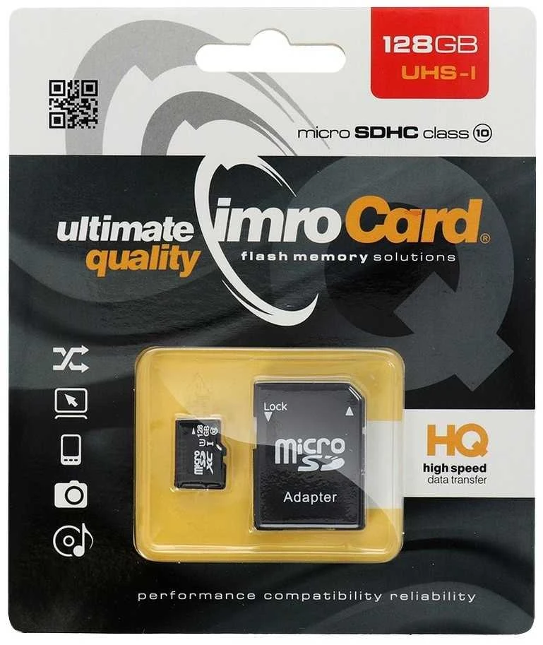 Atminties kortelė Kortelės rinkinio atmintis IMRO 10/128G UHS-I ADP (128 GB, U1 klasė, + adapteris)