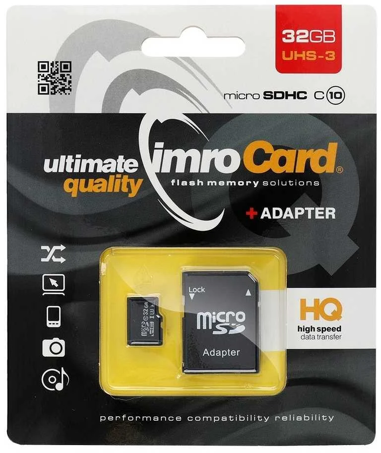 Imro atminties kortelė 32GB Micro SDHC cl. 10 UHS-3 + adapteris