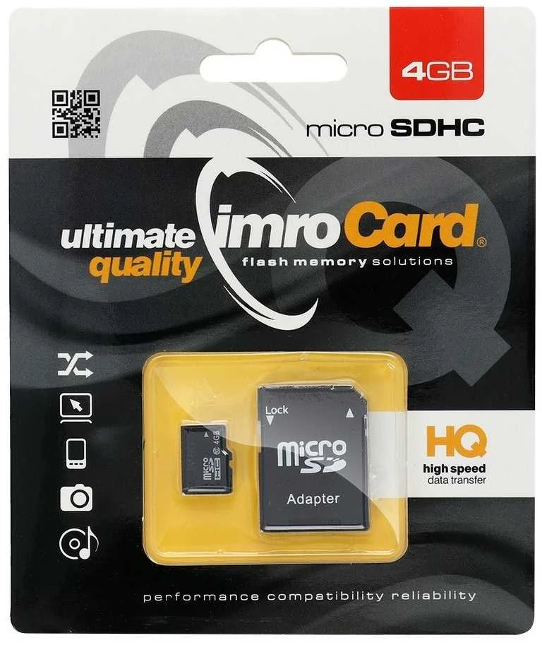 Imro atminties kortelė 4GB Micro SDHC cl. 10 + adapteris