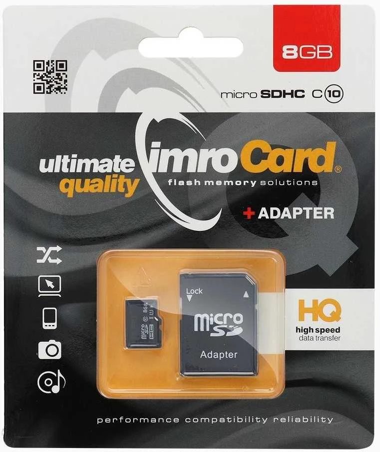 Imro atminties kortelė 8GB Micro SDHC cl. 10 + adapteris