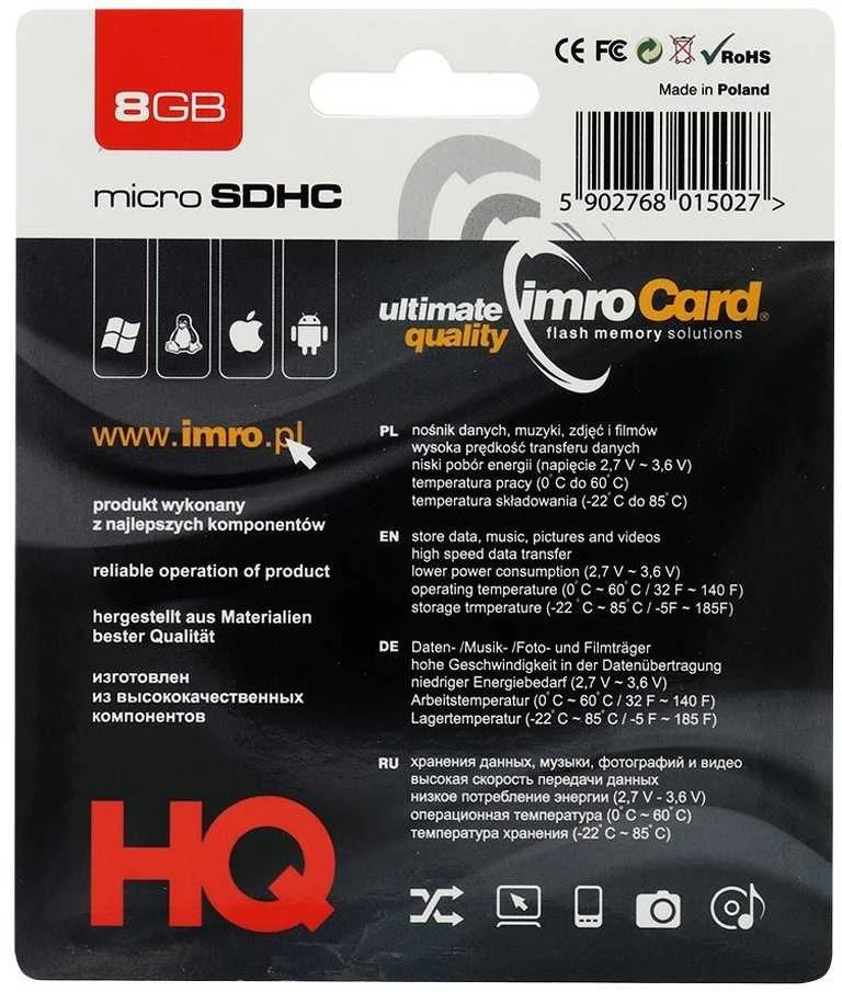 IMRO atminties kortelė Micro SD 8GB