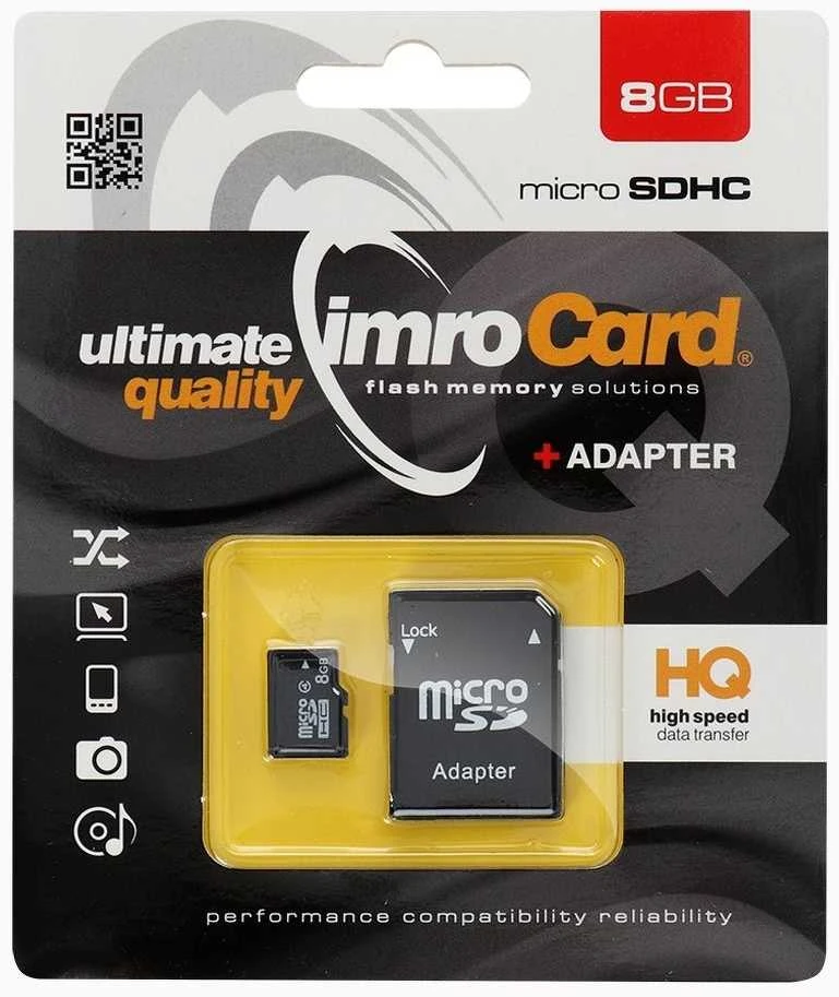 IMRO atminties kortelė Micro SD 8GB su adapteriu SD