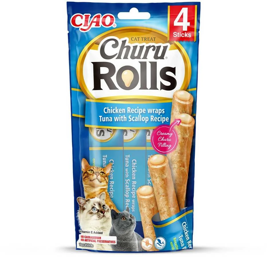 Inaba Churu Cat skanėstas Rolls vištienos tuno šukutės (4 lazdelės) 40g