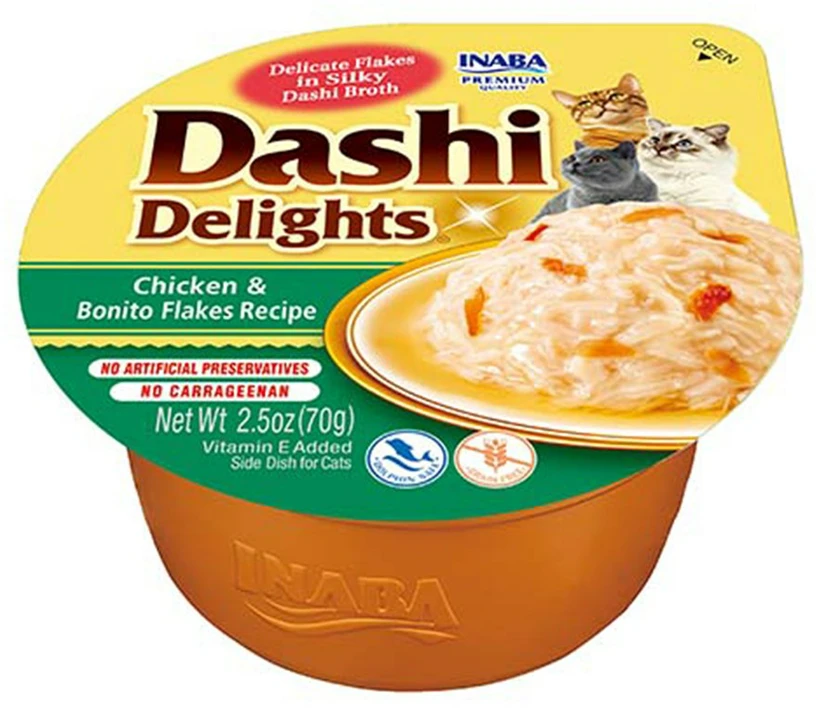 Kačių Skanėstai - Inaba Dashi Delights Vištiena Su Bonito Dribsniais Sultinyje.