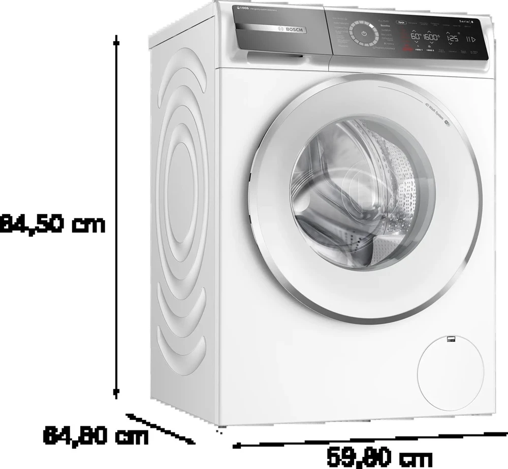 Bosch Serie 8 WGB256A9NL washing machine Front-load 10 kg 1600 RPM Baltas