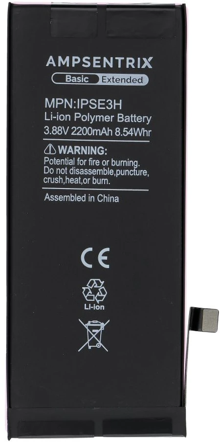 Inne „Oem AmpSentrix Basic“ baterija, skirta „iPhone SE 2022“ (didelės talpos 2200 mAh)
