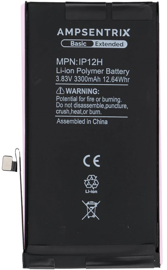 Inne „Oem AmpSentrix Basic“ baterija, skirta „iPhone 12 / 12 Pro“ (didelės talpos 3300 mAh)