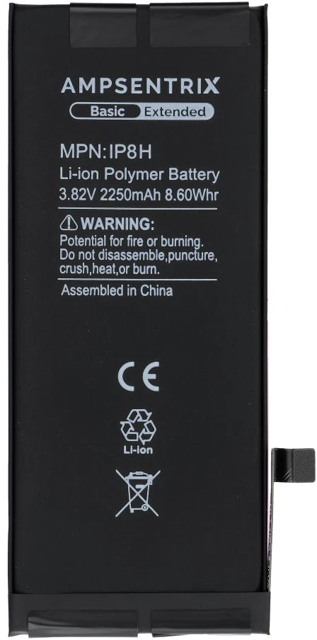 Inne „Oem AmpSentrix Basic“ baterija, skirta „iPhone 8“ (didelės talpos 2250 mAh)