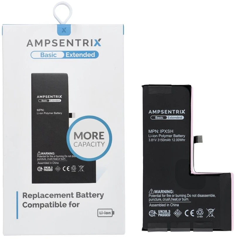 Inne „Oem AmpSentrix Basic“ baterija, skirta „iPhone XS“ (didelės talpos 3150 mAh)