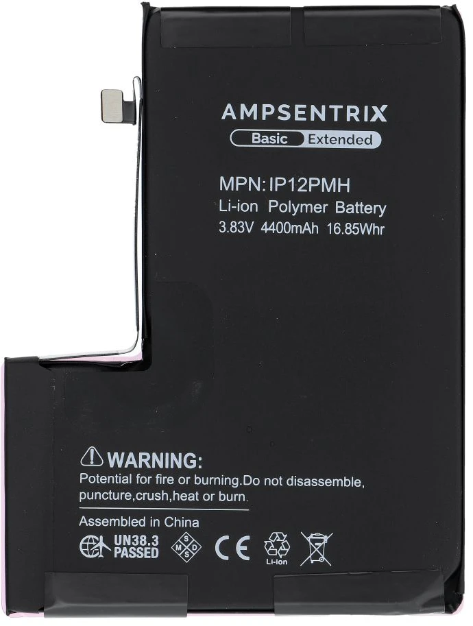 Inne „Oem AmpSentrix Basic“ baterija, skirta „iPhone 12 Pro Max“ (didelės talpos 4400 mAh)