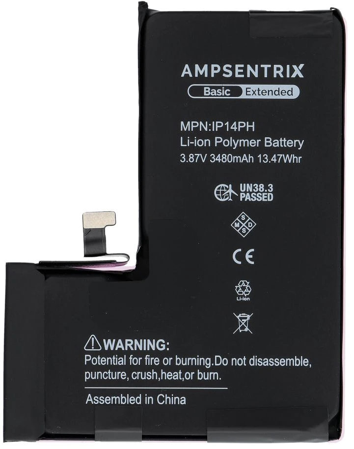 Inne „Oem AmpSentrix Basic“ baterija, skirta „iPhone 14 Pro“ (didelės talpos 3480 mAh)