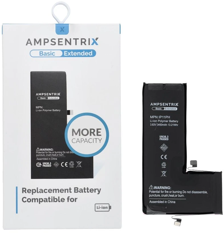Inne „Oem AmpSentrix Basic“ baterija, skirta „iPhone 11 Pro“ (didelės talpos 3450 mAh)