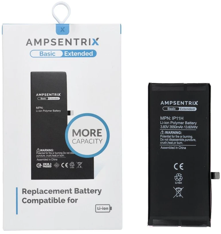 Inne „Oem AmpSentrix Basic“ baterija, skirta „iPhone 11“ (didelės talpos 3550 mAh)