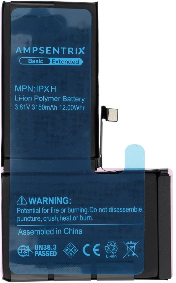 Inne „Oem AmpSentrix Basic“ baterija, skirta „iPhone X“ (didelės talpos 3150 mAh)