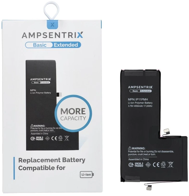 Inne „Oem AmpSentrix Basic“ baterija, skirta „iPhone 11 Pro Max“ (didelės talpos 4550 mAh)