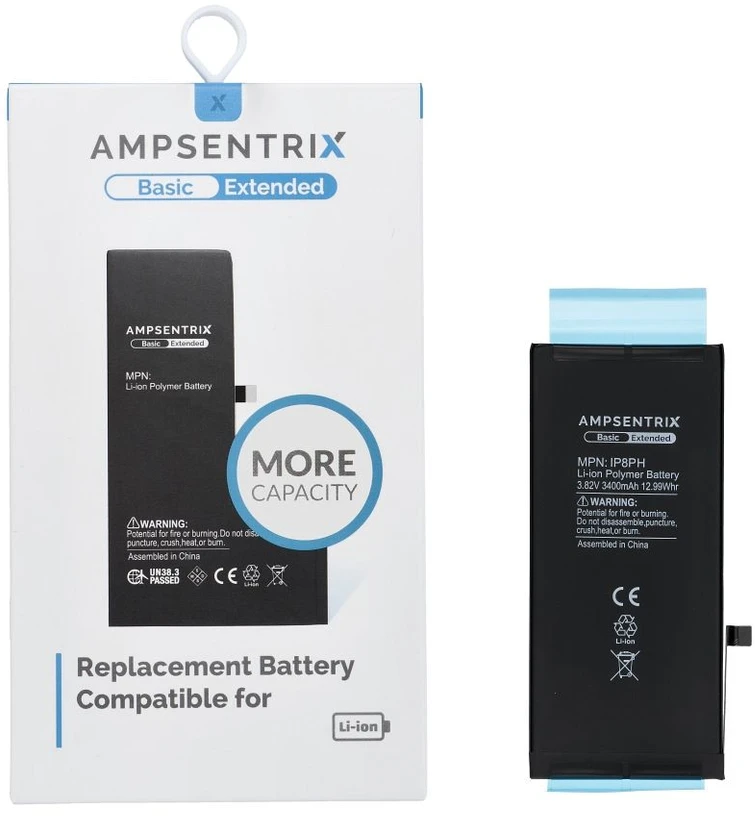 Inne „Oem AmpSentrix Basic“ baterija, skirta „iPhone 8 Plus“ (didelės talpos 3400 mAh)