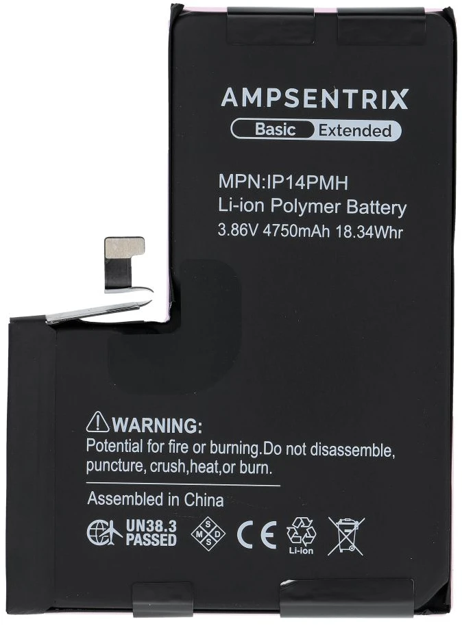 Inne „Oem AmpSentrix Basic“ baterija, skirta „iPhone 14 Pro Max“ (didelės talpos 4750 mAh)
